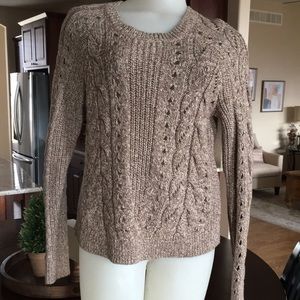 LUCKY BRAND Brown Long Sleeve Cable Knit Pull Over Sweater Wool Blend Women's M